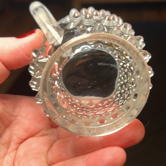 VTG Fenton Glass White Opalescent Hobnail Moonstone Mini Cream & Sugar Bowl Set - Picture 10 of 11